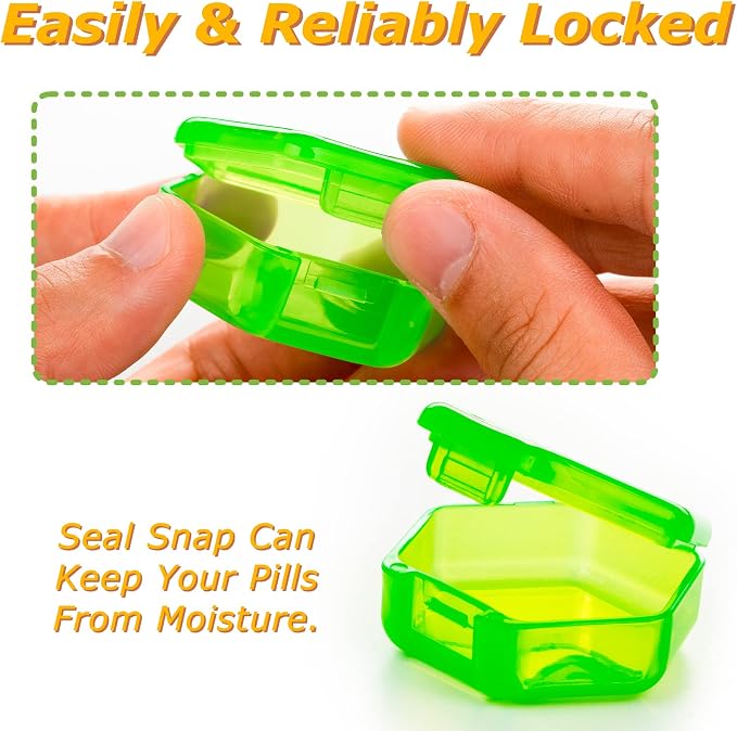 Yaklim Small Pill Case, 7 Pack Mini Pill Box | BPA Free, Portable Travel Pill Box, Pocket Purse Briefcase Use, 7 Individual Pill Containers for Fish Oils and Supplements
