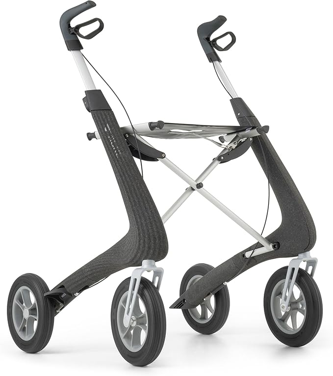 byACRE Nordic Pioneer - Versatile Lightweight Aluminium Rollator - Only 5.9 kg/for Indoor & Outdoor/Easy Folding with Integrated Seat (Granite Black)
