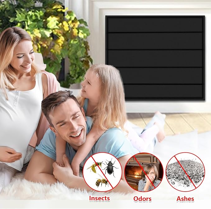 Magnetic Fireplace Blanket for Heat Loss Indoor Fireplace Covers Keep Drafts Out Stops Heat Loss Fireplace Draft Stopper with Built-in 12 Strong Magnet for Iron Fireplace Frame Fireplace Screen 51x39