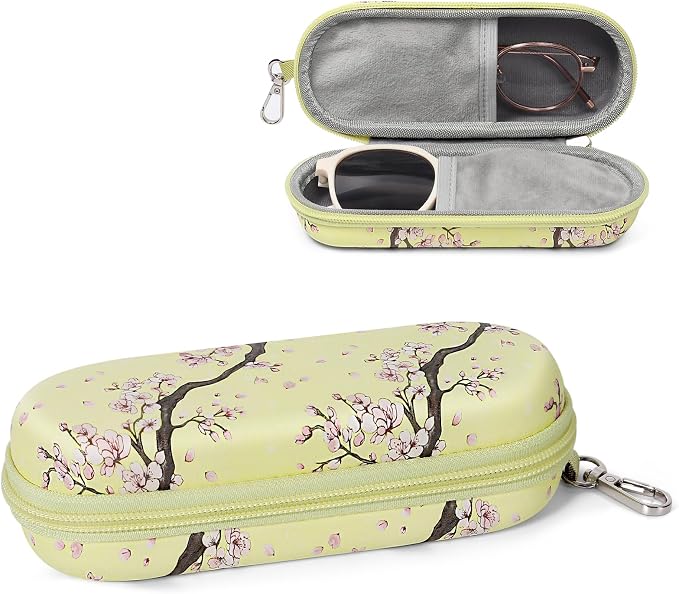 Double Eyeglasses Case, Dual Glasses Sunglasses Organizer with Zipper Closure, Eyewear Storage Box for Men Women Travel