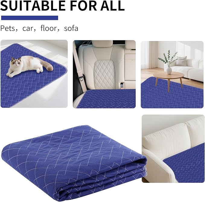 Washable Pads for Beds for Incontinence Adults-Extra Large XXL 34x52 Inch (Pack of 2) - Blue Hide Stains - Waterproof Underpads for Elderly - Reusable Bed Pad for Bedwetting