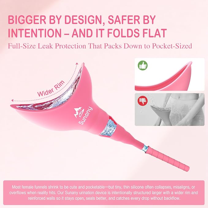 Female Urination Device, Reusable Female Urinal Silicone Women Pee Funnel | Women to Pee Standing Up, The Perfect Companion for Camping,Travel travel outdoor, folds compact, easy rinse