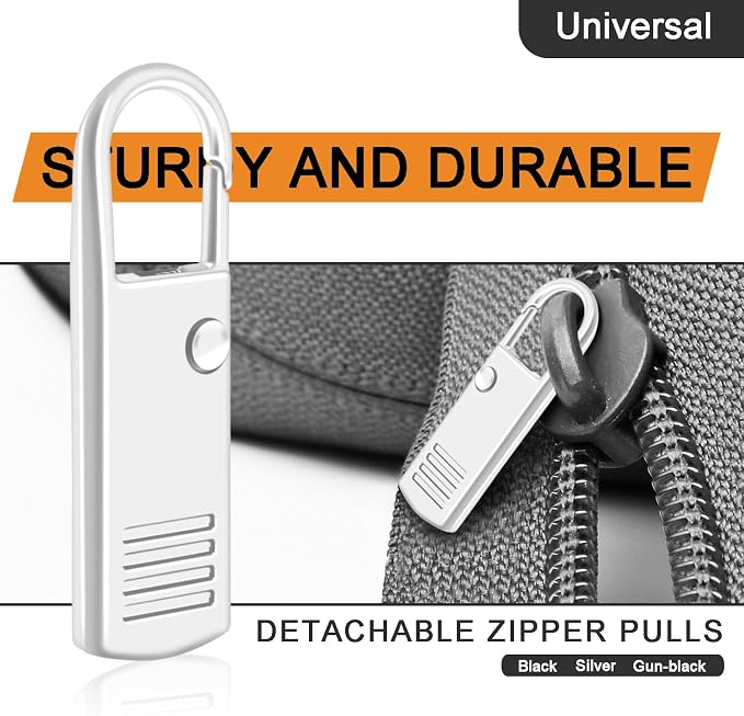 8 Pack Metal Zipper Pulls Replacement Slider, Detachable Zipper Pull Slider Accessories for Suitcase Luggage Backpack Repair(Silver)