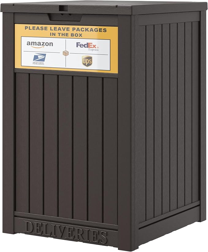 Package Delivery Box for Outside, Waterproof Outdoor Storage, Brown