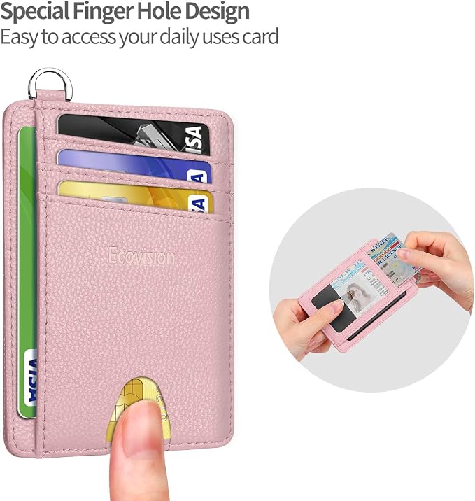 Slim Minimalist Front Pocket Wallet, RFID Blocking Credit Card Holder Wallet with Detachable D-Shackle for Men Women