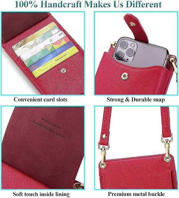 Peacocktion Small Crossbody Cell Phone Purse for Women, Lightweight Mini Small Crossbody Bags for Women with Card Slots