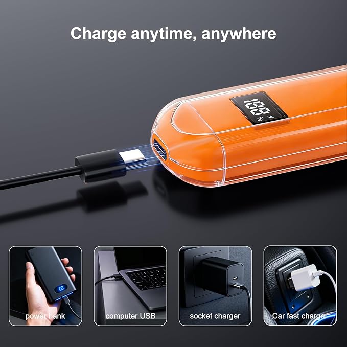 2026 Men & Women Professional Ear and Nose Hair Trimmer, Travel-Friendly IPX7 Waterproof, USB Rechargeable, Painless Quiet, Easy to Clean Dual Edge Blades，Orange
