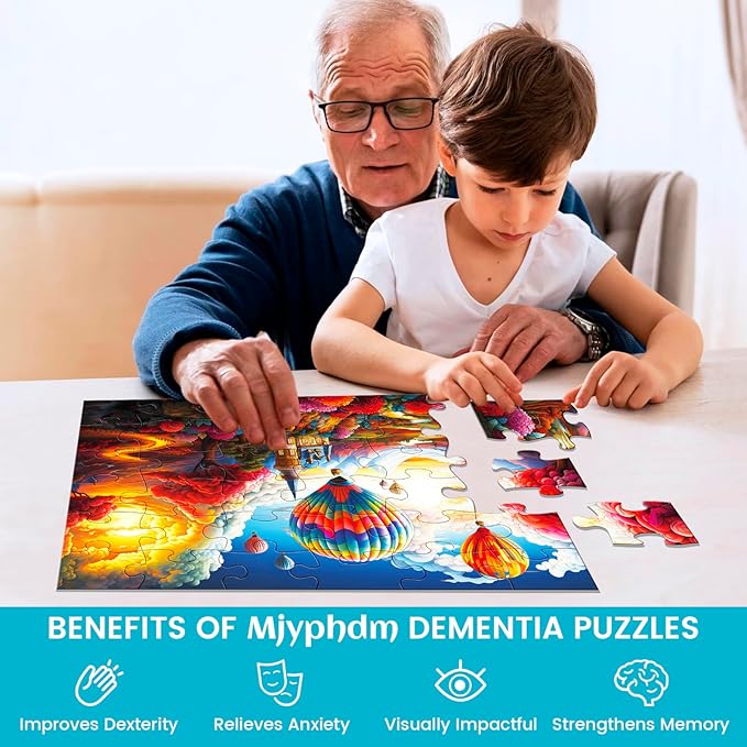 4 Packs Large Piece Puzzle for Seniors - Dementia 36 Pieces Puzzles for Elderly Adults,Alzheimer Puzzles Memory Cognitive Games for Elderly Seniors with 4 Storage Bags