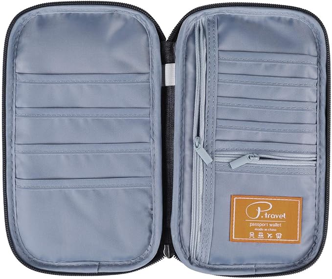 VanFn RFID Travel Passport Wallet, Family Passport Holder, Trip Document Organizer P.Travel Series (Grey)