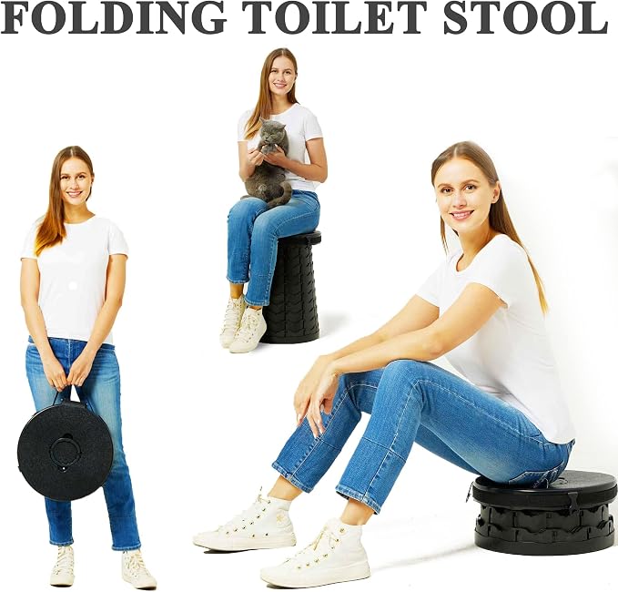 XXL Portable Toilet for Camping,880lbs Capacity,19.7" H Adjustable Outdoor Toilet with 7 Garbage Bags,Porta Potty for Adults,Collapsible Luggable Loo for Camping