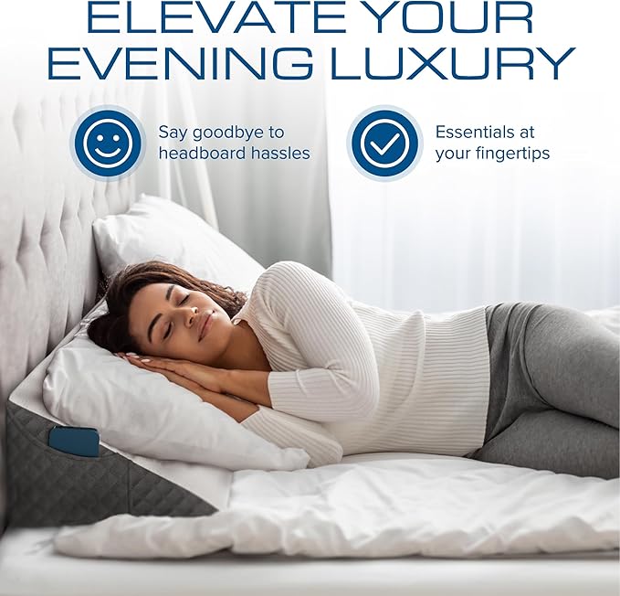 Kolbs Twin Size Bed Wedge Pillow for Headboard | Modern Stylish Pillow to Fill Gap Between Headboard and Mattress | Bed Gap Filler Twin