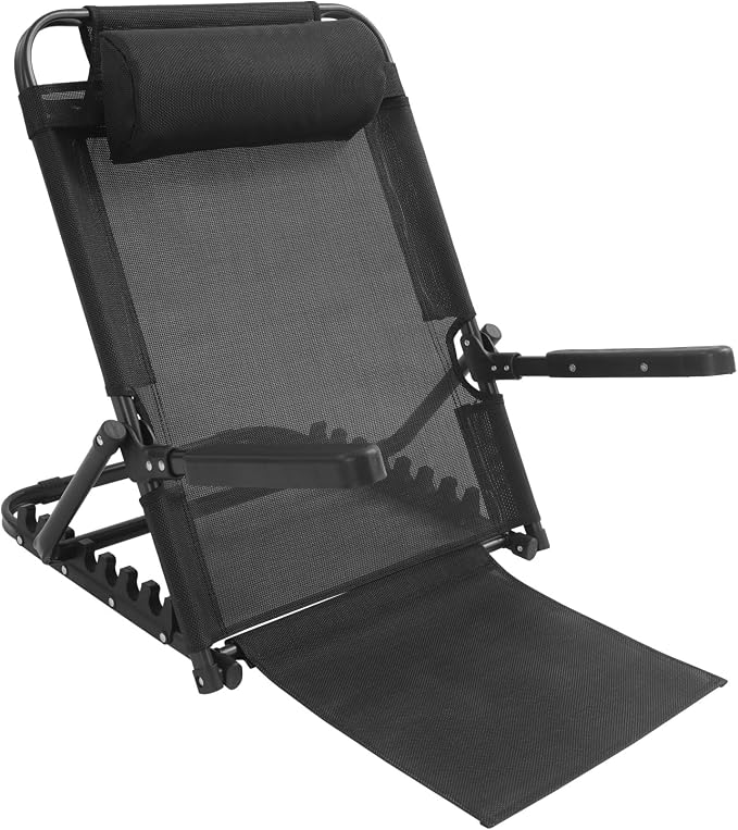 Lifting Bed Backrest, Oxford Cloth Backrest Chair 8 Gears Adjustable Armrest Sit up Back Rest for Read Watch TV Eat Black