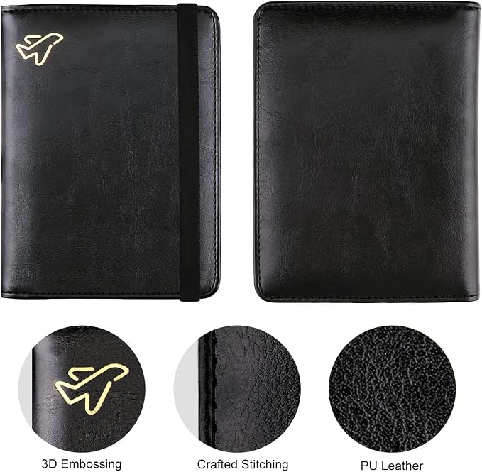 WALNEW Passport Holder for Travel, RFID Passport Cover Wallet for Women Men, PU Leather Passport Book Card Holder Case with Pen, Travelling Essentials for Flying | PU Leather Passport Cover Case with Pen Holder, Travel Must Haves Accessories, Passport ...