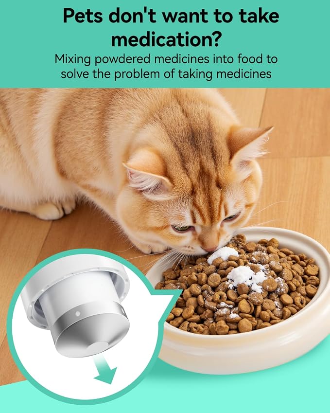 Pill Crusher Fine Powder - Cotatoc 3-in-1 Pills Grinder with Stainless Steel Grinding Pestle, Portable Pill Cutter and Crusher for Elderly and Pets (Cyan)