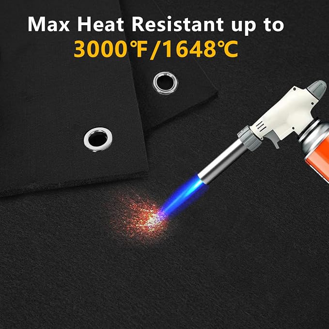 1/4"(6mm) Welding Blanket Fireproof 2 Pack, Graphite Carbon Felt Flame Resistant up to 3000℉, Soldering Flame Retardant Protective Mat, Brazing Heat Shield for Torch, Plumbing, 12" x 12"