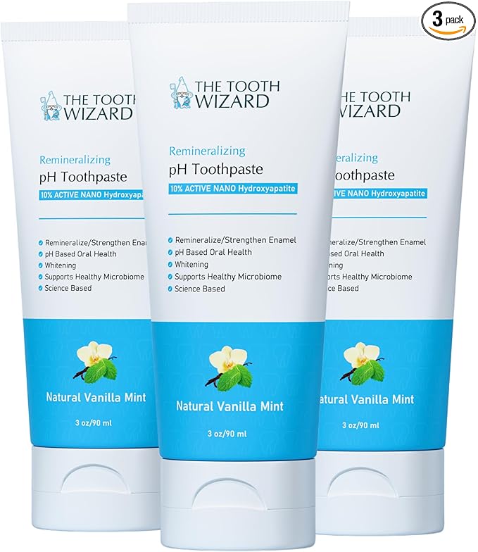 pH Balancing Toothpaste | Natural Vanilla Mint Flavor | Fluoride-Free | SLS-Free | Gentle Whitening | Supports Healthy Oral Microbiome | 3 Pack