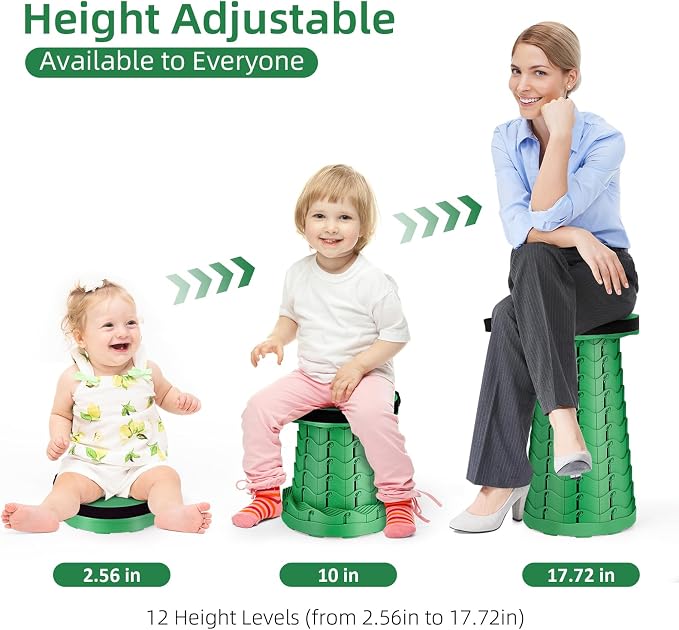 Qiguet Collapsible Stool, Folding Chair - Upgraded Portable Chair with Load Capacity 400lbs, Portable Stool for Camping Fishing Hiking - Folding Stool,Gifts for Fisherman (All Army Green)