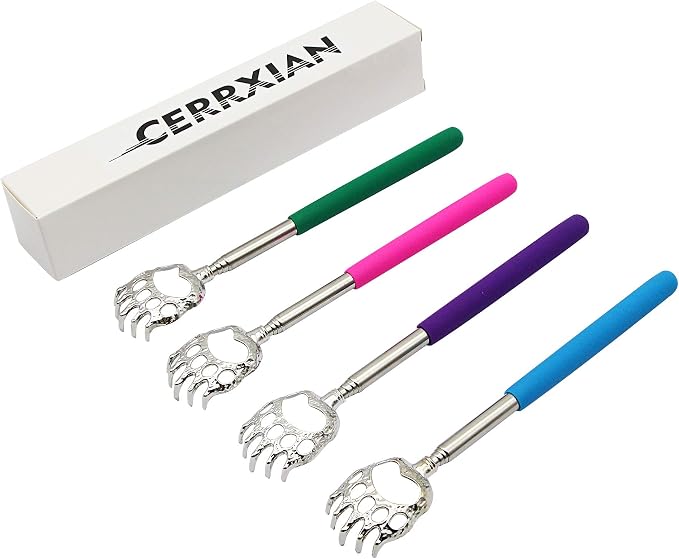 CERRXIAN Bear Claws Telescoping Back Scratcher,Gifts for Men Women | Extendable 8-22",Stainless Steel Pole,Rubber Grip,Christmas Stocking Stuffers for Men Women Adults