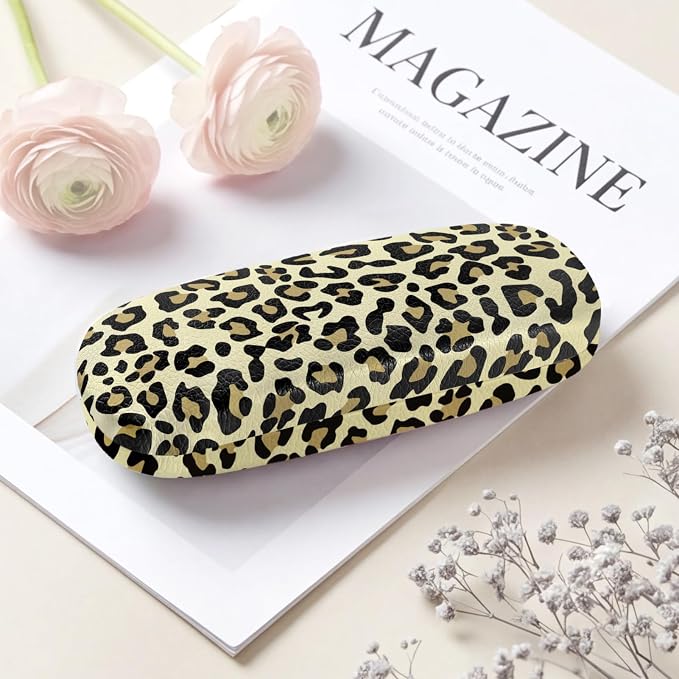 Glasses Case Hard Shell, Leather Protective Case for Sunglasses with Cleaning Cloth, Cute Eyeglass Cases for Women