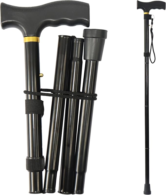 Folding Canes for Men and Women, Floral | 5-Level Adjustable Height, Lightweight Collapsible, Aluminum, Wrist Strap, T Handle, Walking Sticks for Seniors Adults