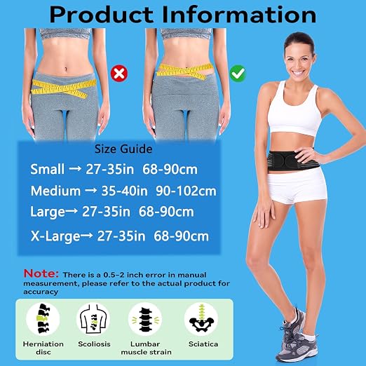 Back Brace for Lower Back Pain Relief,Back Support Belt for Men & Women | 6 Stainless Steel Spring Lumbar Support Belt For Herniated Disc and Sciatica，Four 2-in-1 elastic bands on the back Back Belt