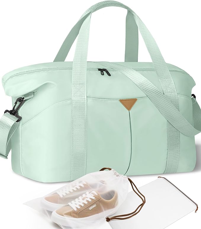 Duffle Bag for Travel, Carry-on Travel Bag with Trolley Sleeve, Sport Gym Bag for Women, Overnight Bag for Men, Hospital Bag for Labor and Delivery (Green)