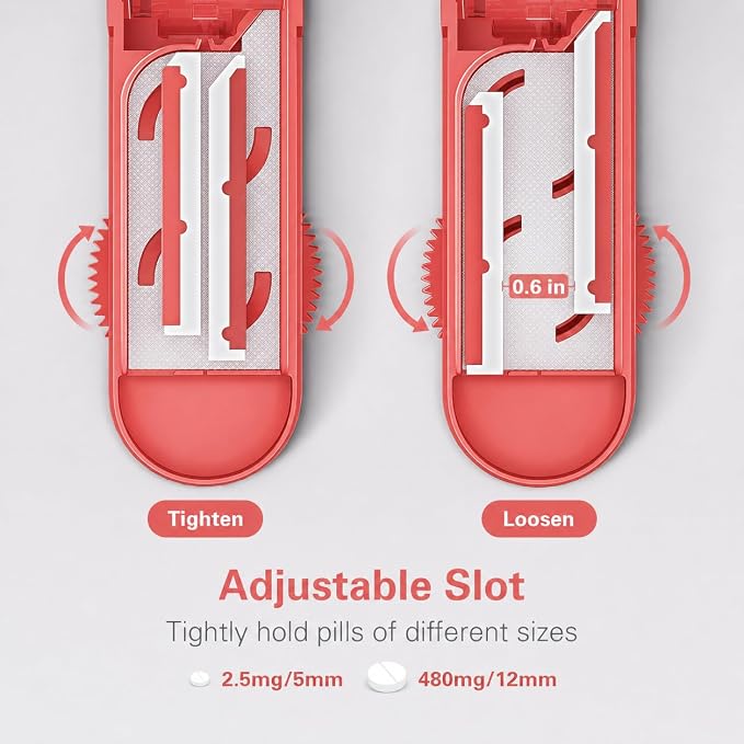 DEPAD Pill Cutter for Small and Tiny Pills, Adjustable Pill Splitter for Cutting Multiple Pills with Adjustable Bars & Hidden Blade, Safely Cuts Small or Large Tablets for Seniors & Pets