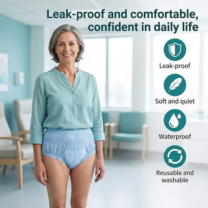 2 Pack Adult Diaper Cover, TPU Diaper Cover for Overnight | Waterproof Unisex Incontinence Pants,Leak-Proof Plastic Underwear Pants for Seniors Post-Surgery Recovery (Medium)