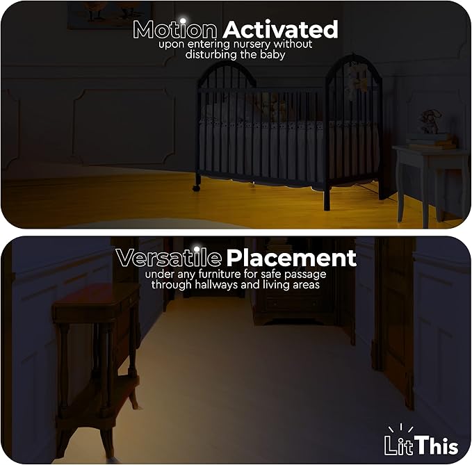 Under Bed Light, Ready-To-Use, No Setup, 360° motion activated night light