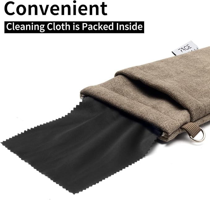 Face Shadow Double Glasses Case Soft Eyeglass Case For Women Men Squeeze Top Sunglasses Case With Cleaning Cloth
