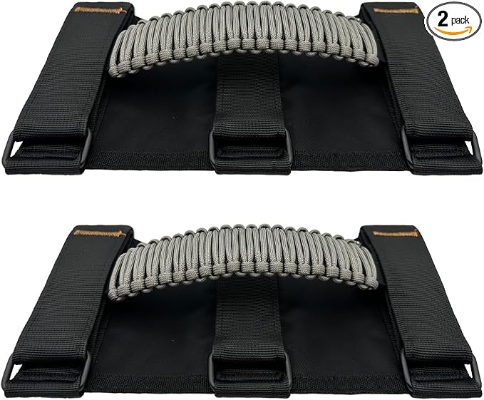 2 Pack Paraocrd Roll Bar Grab Handles for Jeep Wrangler Accessories | CJ YJ TJ JK JL LJ JLU JKU Sahara Freedom Rubicon, Gladiator JT (1955-2023 Modle), Upgrade Strong Metal Buckle, Non-Deformable
