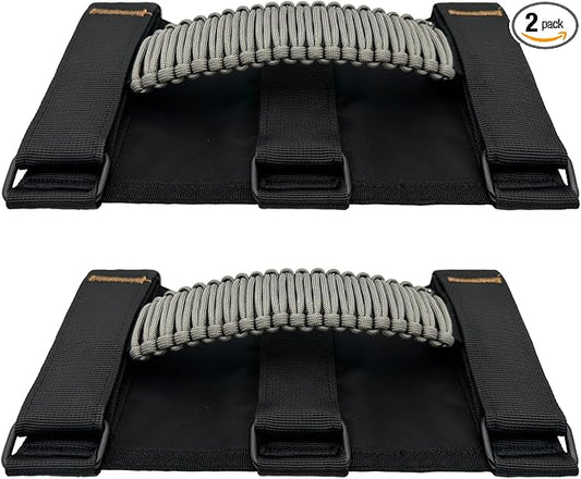 2 Pack Paraocrd Roll Bar Grab Handles for Jeep Wrangler Accessories | CJ YJ TJ JK JL LJ JLU JKU Sahara Freedom Rubicon, Gladiator JT (1955-2023 Modle), Upgrade Strong Metal Buckle, Non-Deformable