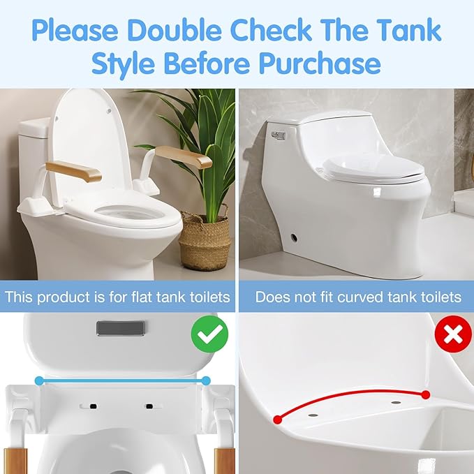 Toilet Safety Rails for Seniors, Heavy Duty Foldable Toilet Support for Seniors, Elderly Toilet Seat Rails with Arms, Toilet Bars for Elderly and Disabled Up to 520LBS (Wood Color)