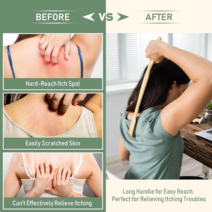 6 Pack Wooden Bamboo Back Scratcher for Men Women Adults | Christmas Small Gifts for Seniors Elderly Women Men, Gifts for Grandpa Grandma Dad Mom, 16.5 Inch Long Handle Back Scratchers