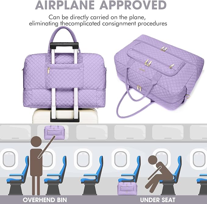 Travel Duffle Bag Weekender for Women - 38L Carry-On Overnight Bag Personal Item Bag with Shoe Compartment & Wet Pocket Weekend Tote Bags with Toiletry Bag Hospital Bags for Labor and Delivery