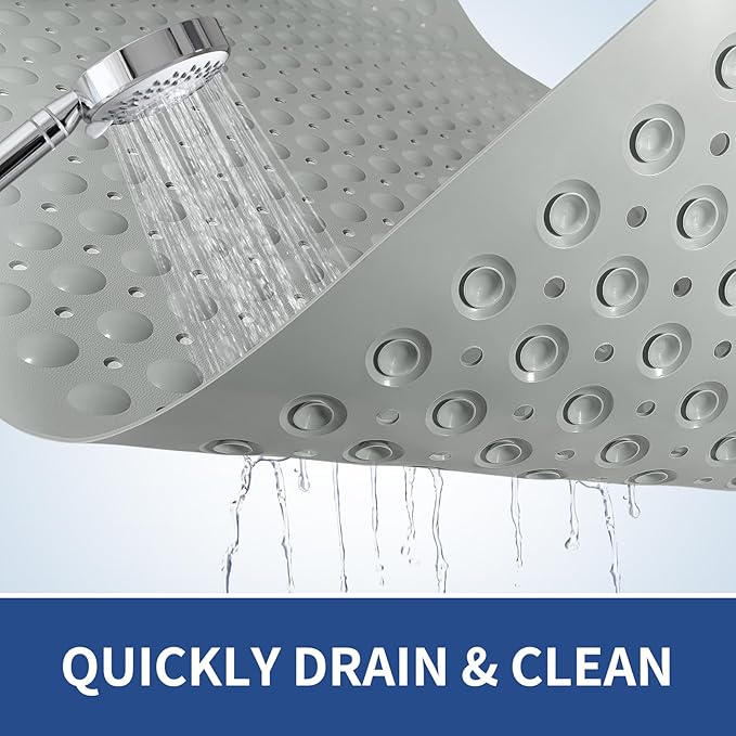 OTHWAY Non Slip Bathtub Mat, 31"x 19" TPE Bath Mat for Tub with Drain Holes and Suction Cups, Anti-Slip Mats for Kids Baby Elderly Bathroom (Dark Grey)