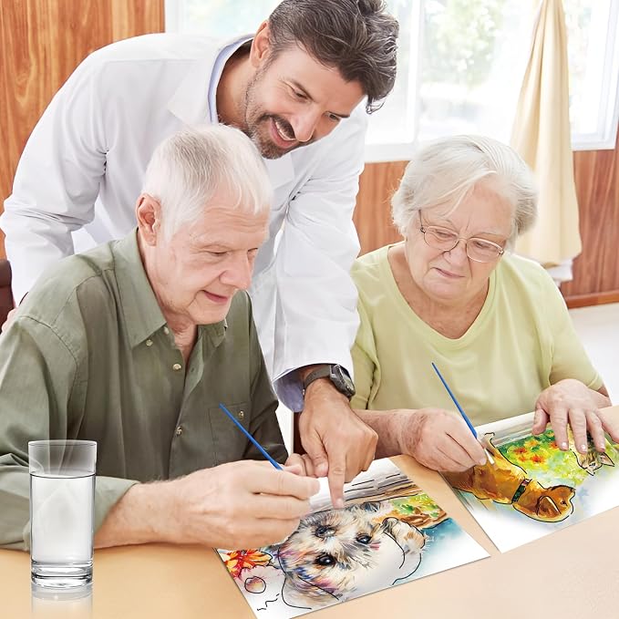 36Pcs Dementia Activities for Seniors,Reusable Water Coloring Set for Dementia Memories Activities, Adults Seniors Toys Games with Painting Brush Drawing Gifts (Animals)