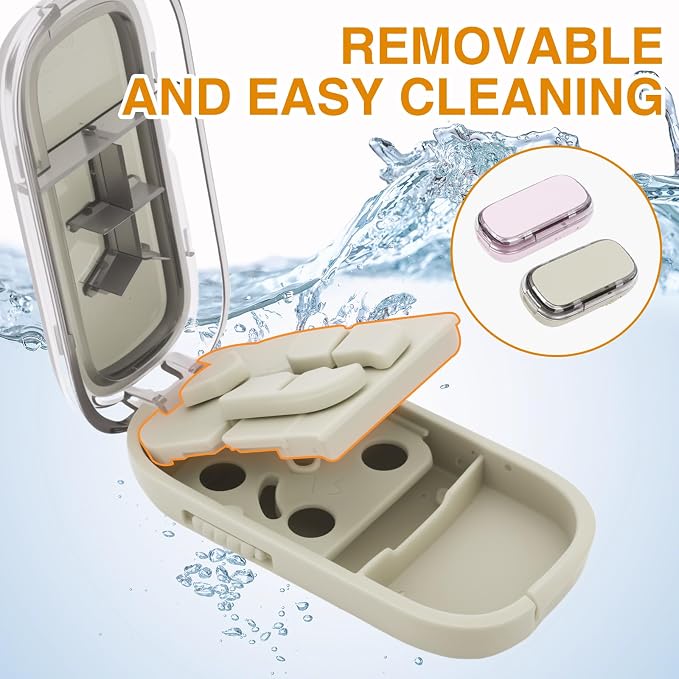 2PCS Portable Pill Cutter Splitter, 1/2 1/3 1/4 Pill Cutter Splitter for Small and Tiny Pills with Storage Box