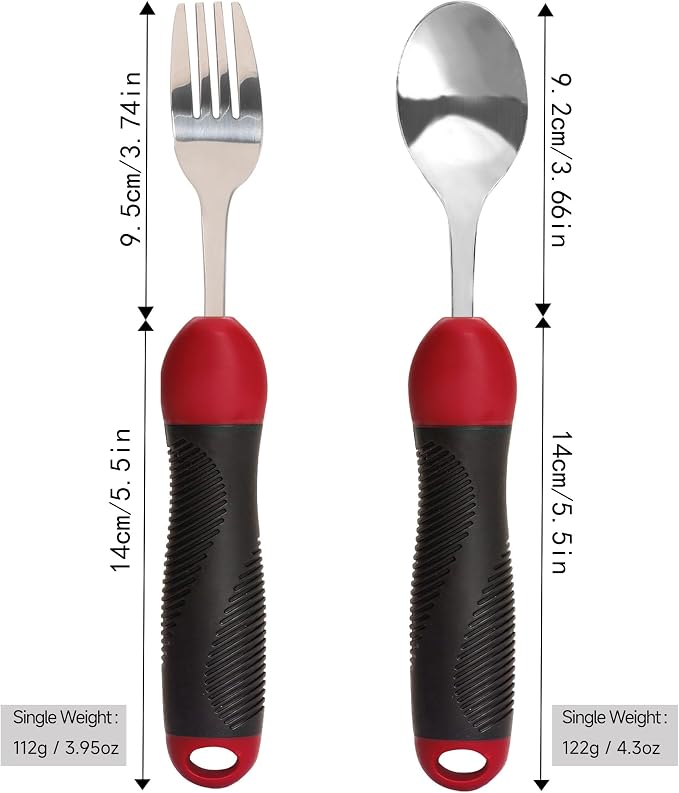 Adaptive Utensils Weighted Spoon Fork Set for Hand Tremors, Parkinson's & Arthritis | Non-Slip Grip Aid for Elderly, Disabled Adults, Weak Hand Support, Handicapped-Friendly, Travel-Ready Eating Utensils