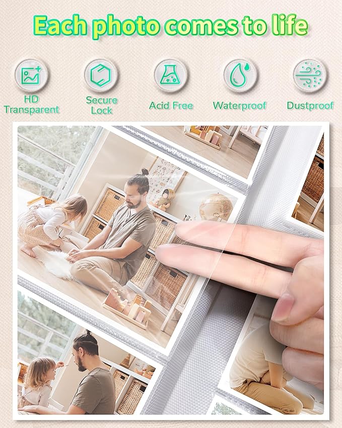 Artfeel Photo Album 4x6 with 100 Pockets,Slip-in Picture Albums,Linen Cover Memory Book with Front Window,White Page Vertical Photo Book for Wedding,Family,Anniversare,Baby,Vacation