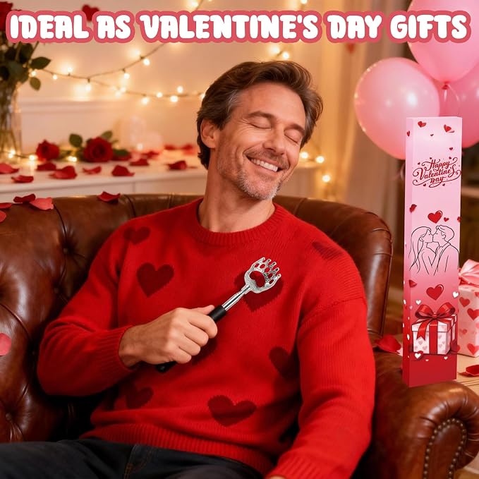 WOVTE Back Scratcher for Men Women with Valentine's Day Love Box