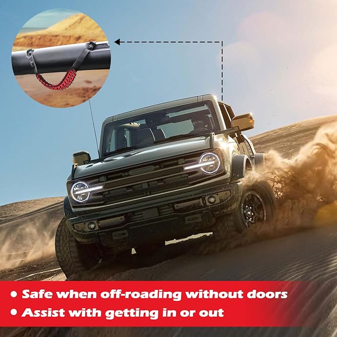SEVEN SPARTA 4pack Roll Bar Grab Handles for Ford Bronco 2021-2026 2/4 Door | No Drill Install, Color-Matched Paracord Handles, Uses Factory Bolts, Sturdy & Comfortable Grip for 2021-2026 Bronco 2/4 Door