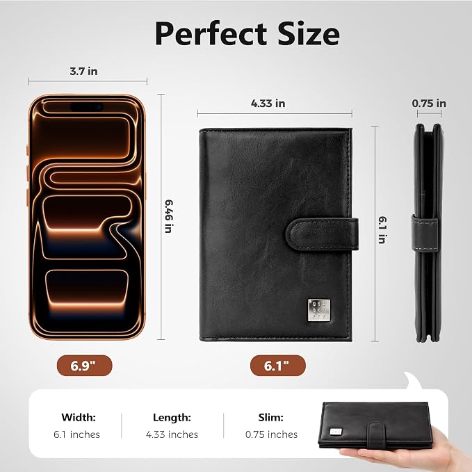 Veki Passport Holder for Travel, RFID Blocking Passport Cover, Black | Passport Wallet, RFID Blocking, PU Leather, Durable Passport Case with Card Holder, Pen Slot, Travel Essentials for Women Men