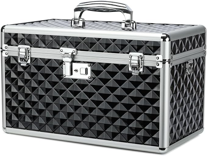 Storage Box with Key Lock, Lockable Medicine Storage Box, Empty First Aid Box, Security Lock Box, Multipurpose Locking Box for Home and Outdoor Use (Black,X-Large)