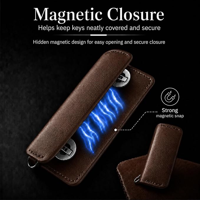 Key Organizer Compact Key Holder Leather Keychain Minimalist key case key holder for keychain Secures 2-8 Keys