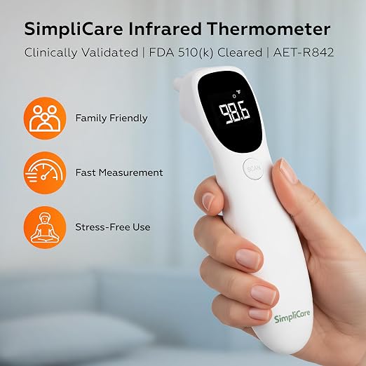 Ear & Forehead Thermometer, FDA Cleared, for Babies & Adults | Ear & Forehead Dual Mode, 1-Second Reading, +/-0.4F Accuracy, 32-Reading Memory, C/F Switch, Auto-Off, Batteries Included