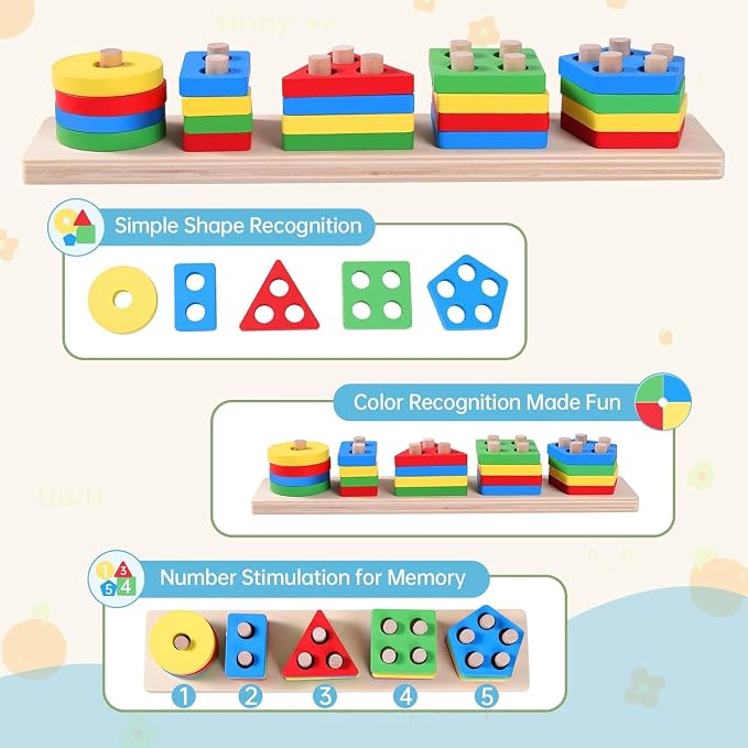 Cognitive Number Game for Seniors | Memory & Brain Activities for Elderly, Geometric Shapes Colorful Puzzles & Color Recognition Toys for Mental Stimulation