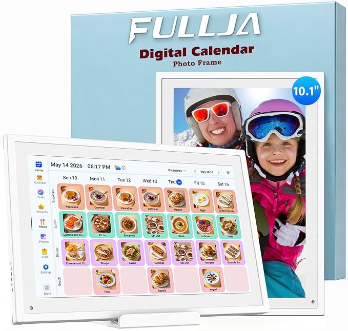 10 inch Digital Calendar Digital Picture Frame Electronic Calendar – Interactive Smart Family Planner, No Subscription, Chore Chart, Meal Planner, Star Reward, Sync Cal Via App, Gift for Mom Dad
