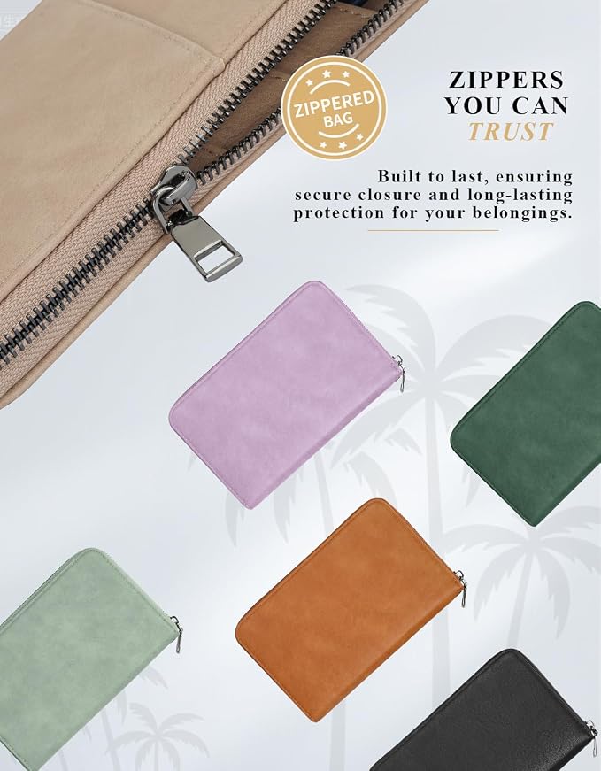Family Passport Holder Wallet RFID Travel Document Organizer for Women Men, Portable Case Cover for Cards, Boarding Pass with Wrist & Neck Double Strap, Travel Gifts (Sage Green, 1pack)