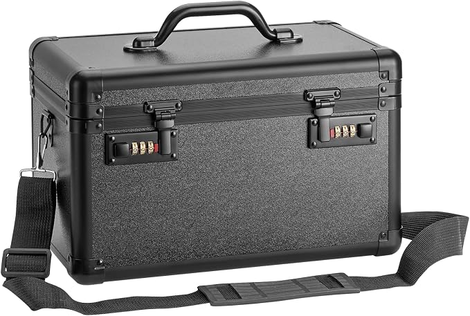 Combination Lock Box, Medicine Lock Box for Medication Storage, Prescription Drugs and First Aid Supplies, Dual Combination Locks, 15.1 x 8.7 x 9.4 Inch X-Large Black